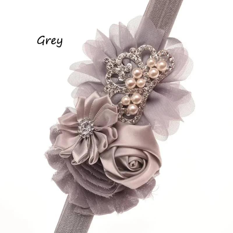 Tonya Chic Chiffon Flower Children's Headband With Pearls - The Palm Beach Baby