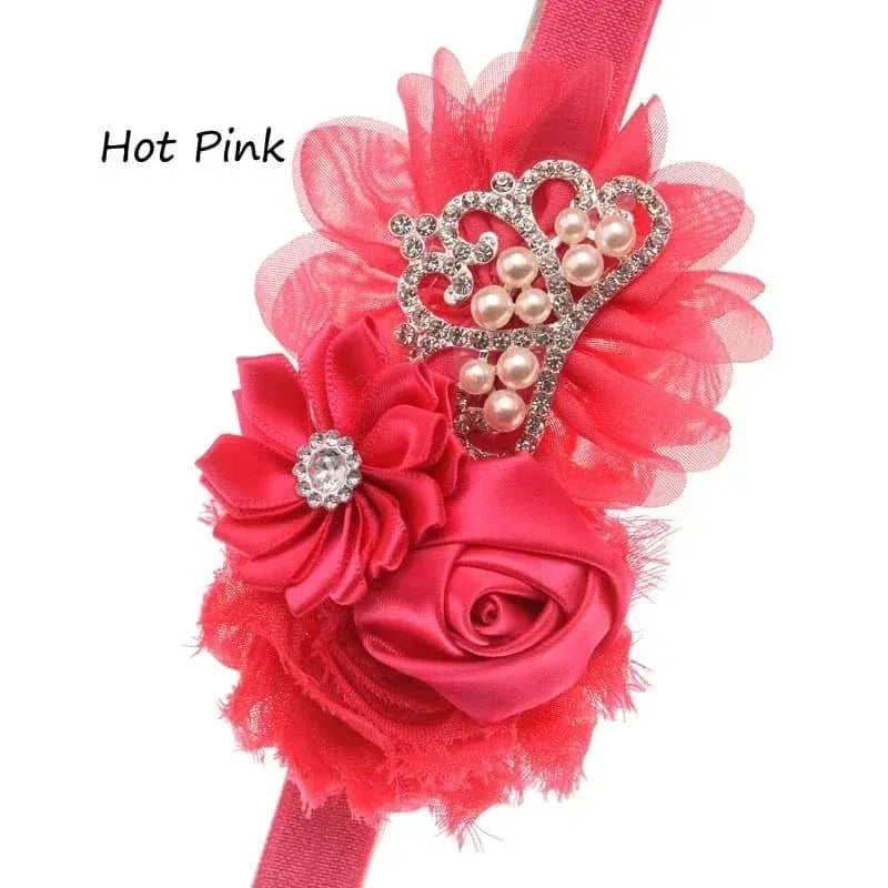 Tonya Chic Chiffon Flower Children's Headband With Pearls - The Palm Beach Baby
