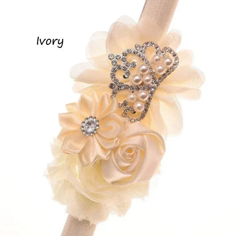 Tonya Chic Chiffon Flower Children's Headband With Pearls - The Palm Beach Baby