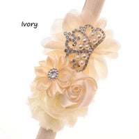 Tonya Chic Chiffon Flower Children's Headband With Pearls - The Palm Beach Baby