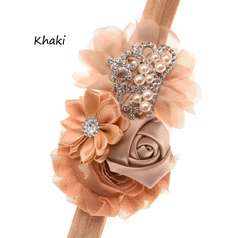 Tonya Chic Chiffon Flower Children's Headband With Pearls - The Palm Beach Baby