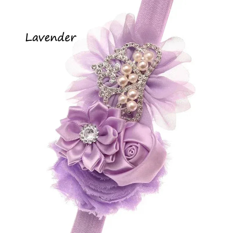 Tonya Chic Chiffon Flower Children's Headband With Pearls - The Palm Beach Baby