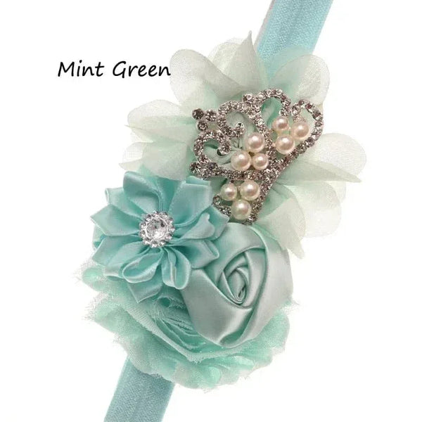 Tonya Chic Chiffon Flower Children's Headband With Pearls - The Palm Beach Baby