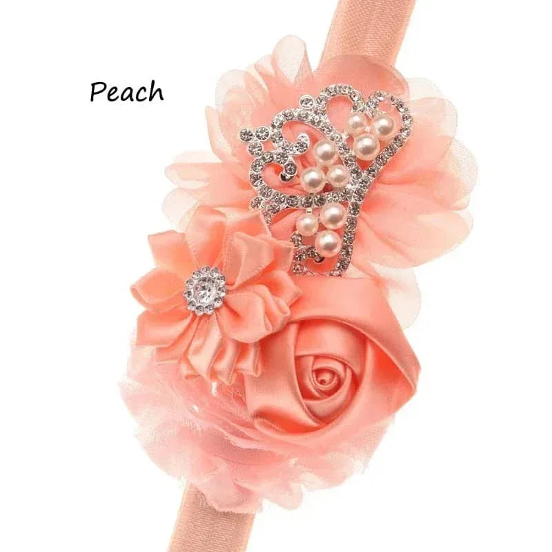 Tonya Chic Chiffon Flower Children's Headband With Pearls - The Palm Beach Baby