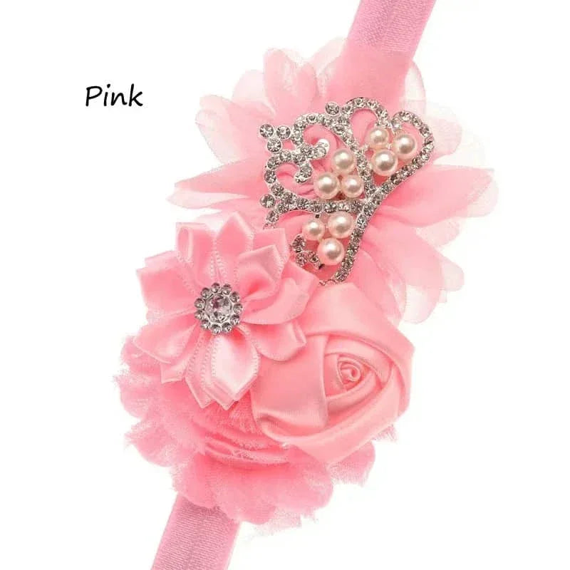 Tonya Chic Chiffon Flower Children's Headband With Pearls - The Palm Beach Baby