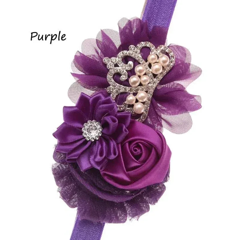 Tonya Chic Chiffon Flower Children's Headband With Pearls - The Palm Beach Baby