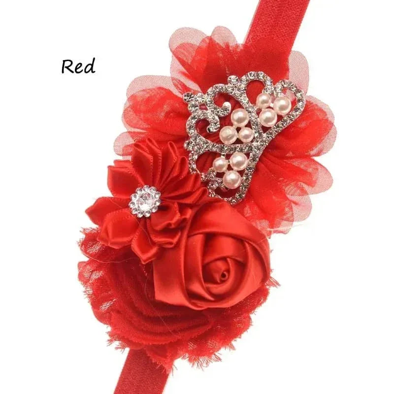 Tonya Chic Chiffon Flower Children's Headband With Pearls - The Palm Beach Baby