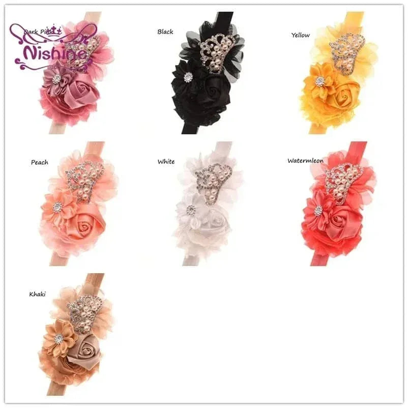 Tonya Chic Chiffon Flower Children's Headband With Pearls - The Palm Beach Baby