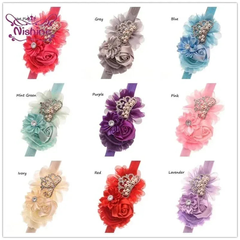 Tonya Chic Chiffon Flower Children's Headband With Pearls - The Palm Beach Baby