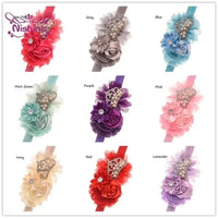 Tonya Chic Chiffon Flower Children's Headband With Pearls - The Palm Beach Baby