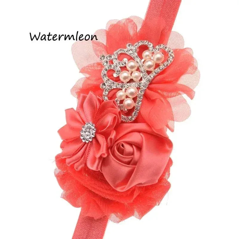 Tonya Chic Chiffon Flower Children's Headband With Pearls - The Palm Beach Baby