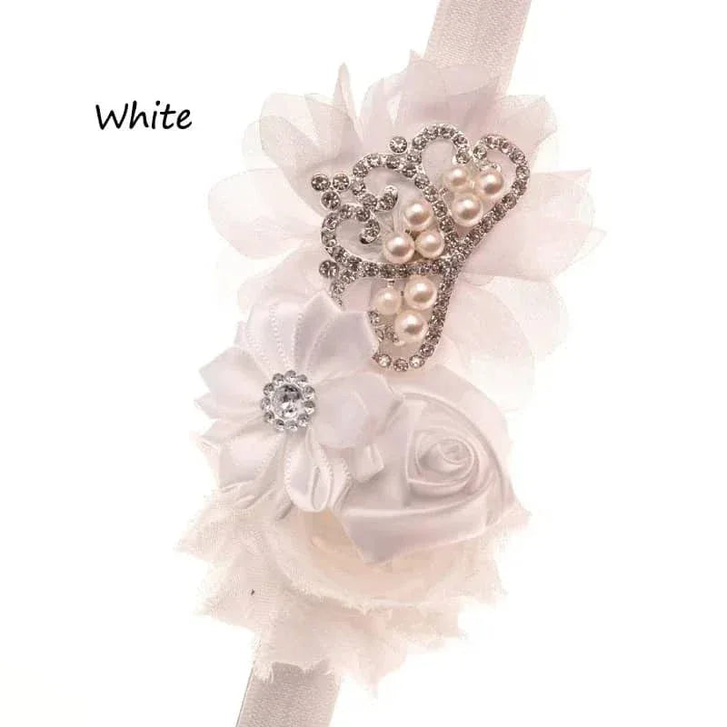 Tonya Chic Chiffon Flower Children's Headband With Pearls - The Palm Beach Baby