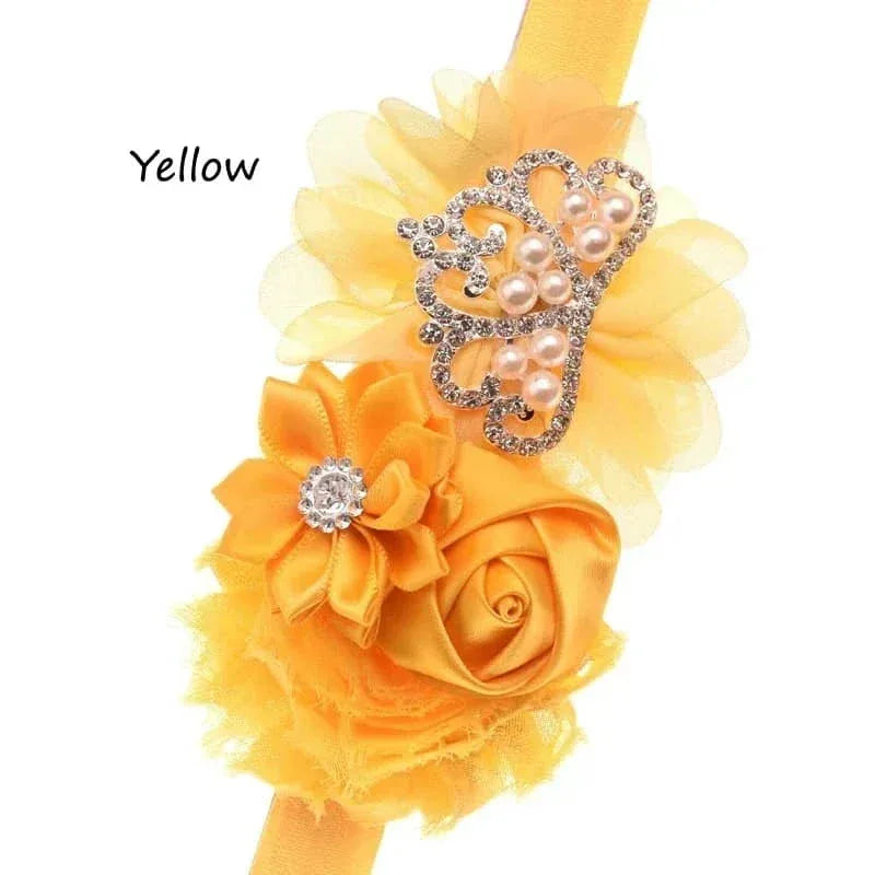Tonya Chic Chiffon Flower Children's Headband With Pearls - The Palm Beach Baby