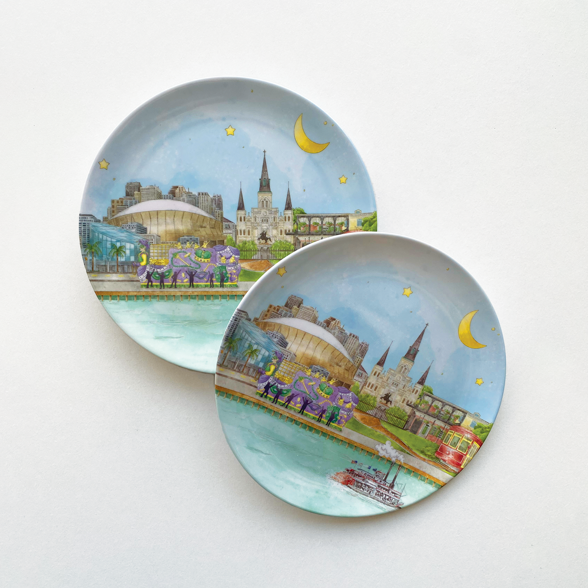 New Orleans Skyline Melamine Dessert Plates