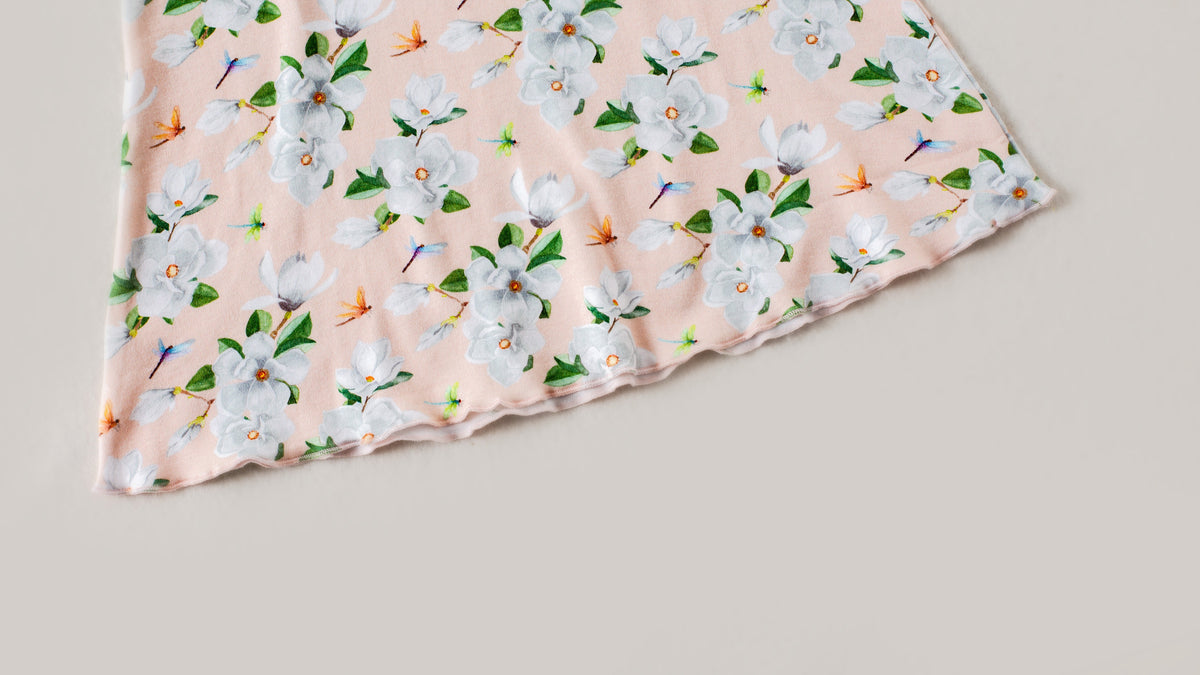 Floral-patterned fabric on a light background