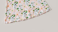 Floral-patterned fabric on a light background