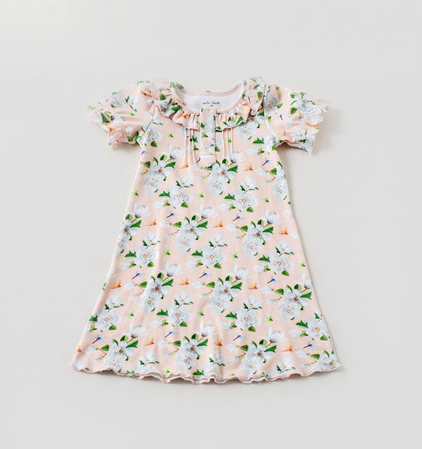 Floral dress on a light gray background