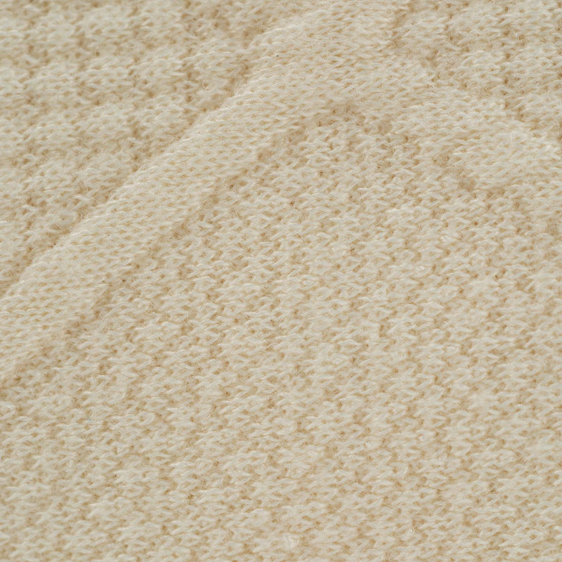 Close-up of the Oatmeal Knit Blanket texture, highlighting the intricate pattern and softness, designed for babies' delicate skin.