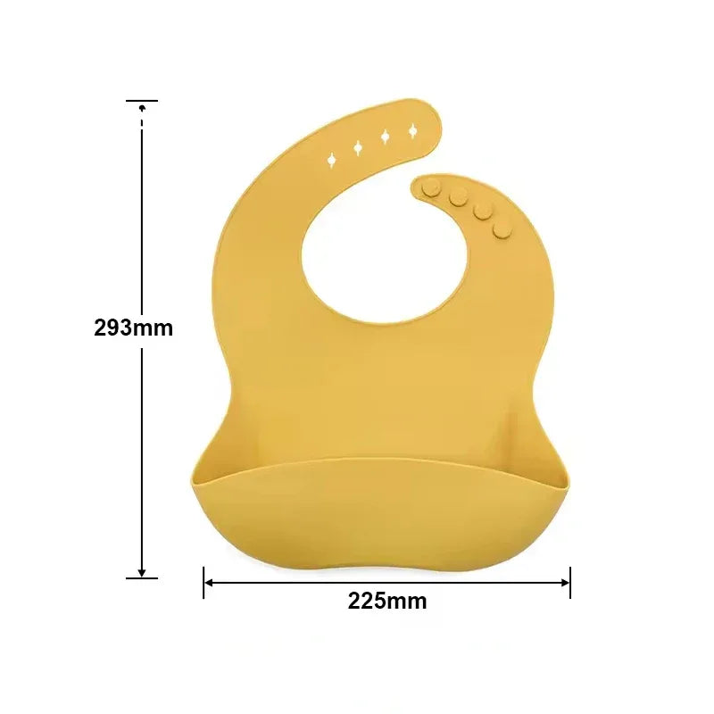 yellow waterproof baby bibs with adjustable snap closure designed for infants and toddlers