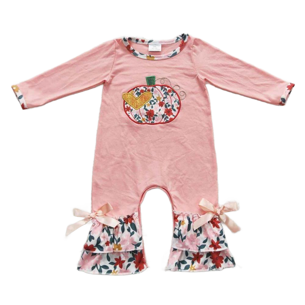 Fun Boho Pink Pumpkin Baby Romper - Newborn to 24 Months - The Palm Beach Baby