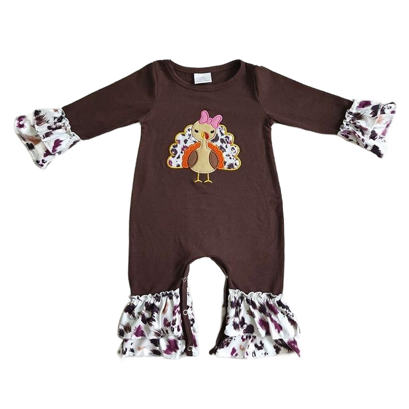 Fall Babies Boho Cute Turkey Jumpsuit - Moo Frills - The Palm Beach Baby