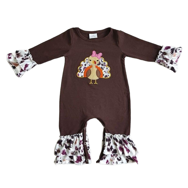 Fall Babies Boho Cute Turkey Jumpsuit - Moo Frills - The Palm Beach Baby