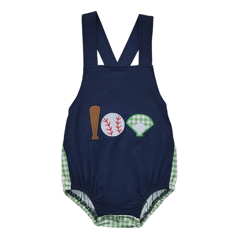 Cute Baby Romper For Boys - "Little Hitter" Baseball Sleeveless Onesie - The Palm Beach Baby
