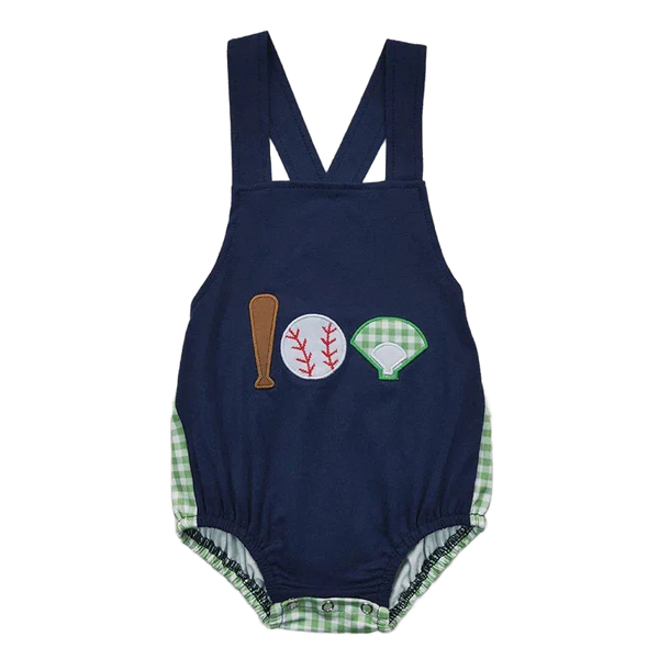 Cute Baby Romper For Boys - "Little Hitter" Baseball Sleeveless Onesie - The Palm Beach Baby