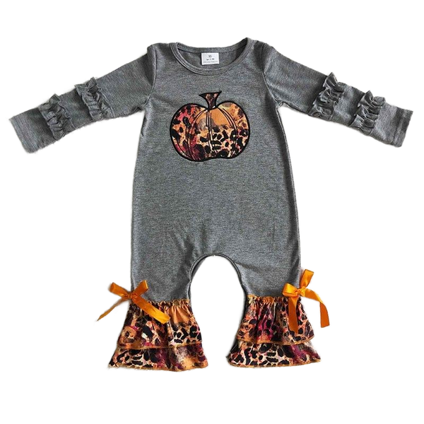 "The Frilly Leopard Pumpkin" Boho Romper - Newborns - 2 Years - The Palm Beach Baby