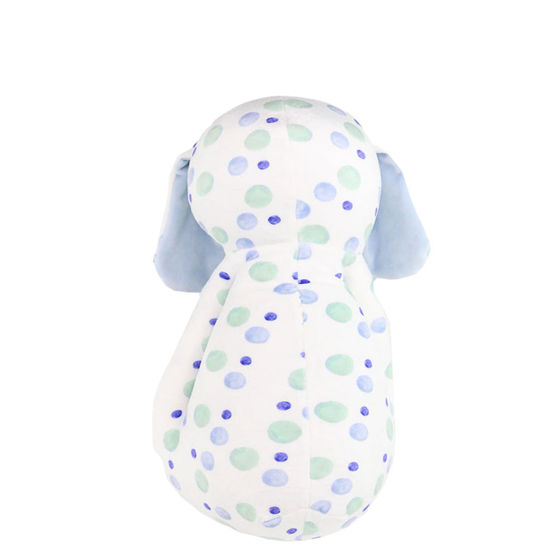 Super Soft Printed Plush 15-inch dog plush toy with colorful polka dots, ideal for cuddling and nursery decor.