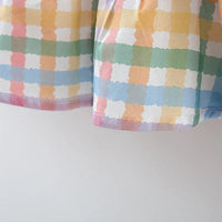 baby pastel checkered party dress with scalloped pattern for toddlers