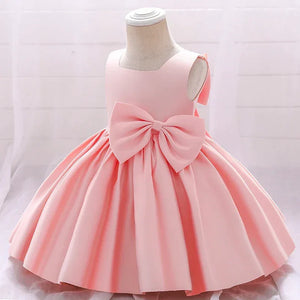 baby pink party dress with large bow detail sleeveless for toddlers