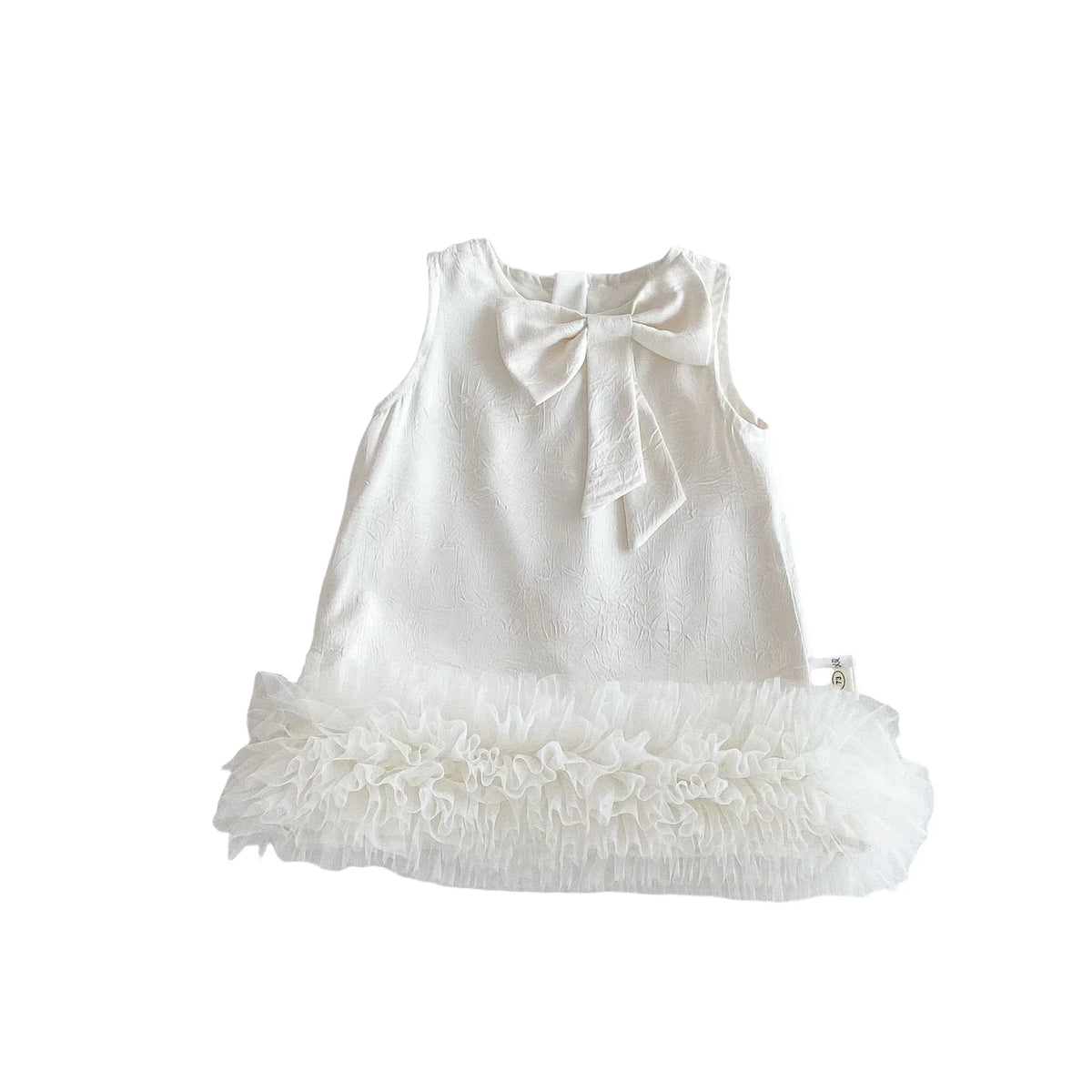 baby white party dress with bow and ruffled hem for infants