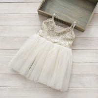 girls white party dress with silver sequin bodice and tulle skirt sleeveless for toddlers
