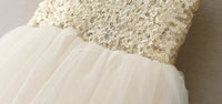 baby gold sequin party dress with white tulle skirt for infants