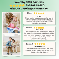 Peek A Photo interactive books for toddlers with colorful pages promoting family bonding and Walgreens photo gift coupons