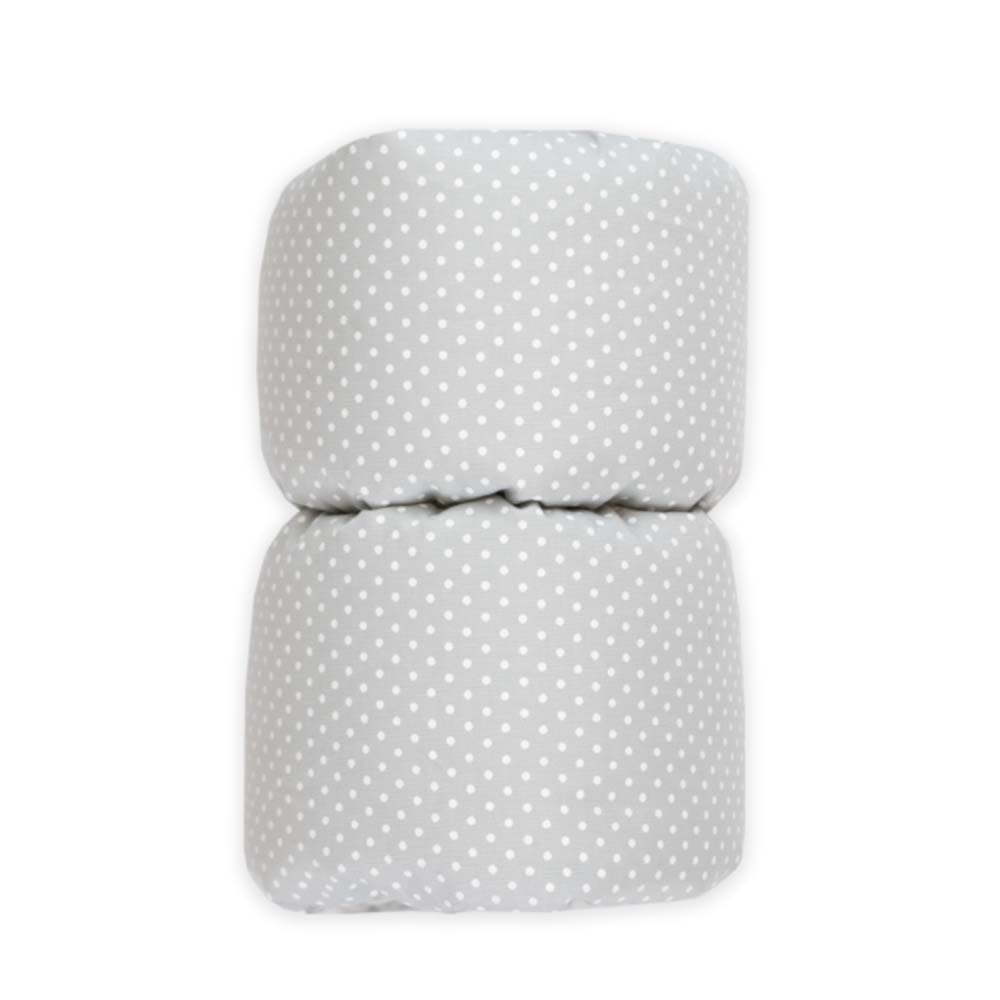 Serenity Gray Comfy Cradle nursing arm pillow with a polka dot design, perfect for comfortable feeding sessions for new moms.