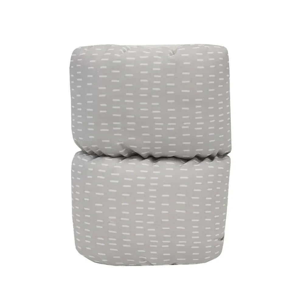 Gray cotton nursing arm pillow for breastfeeding with white dash pattern by Goosewaddle
