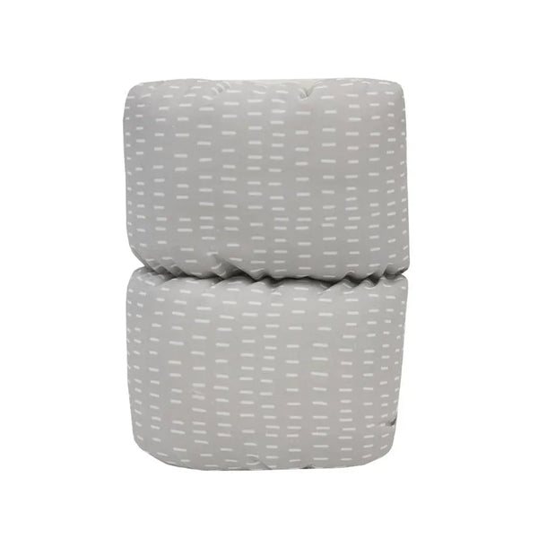 Gray cotton nursing arm pillow for breastfeeding with white dash pattern by Goosewaddle