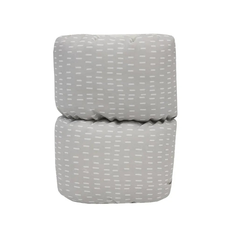 Gray cotton nursing arm pillow for breastfeeding with white dash pattern by Goosewaddle