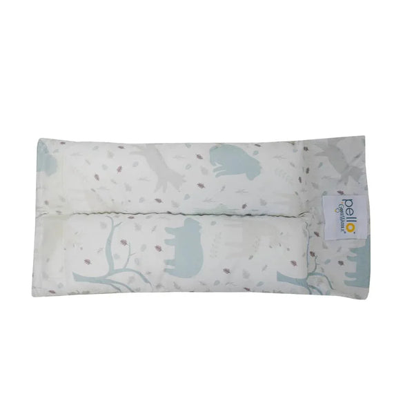 Goosewaddle nursing pillow in cream with light blue animal prints for newborns