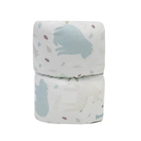 Goosewaddle nursing pillow in white with blue and gray animal prints for newborns and infants