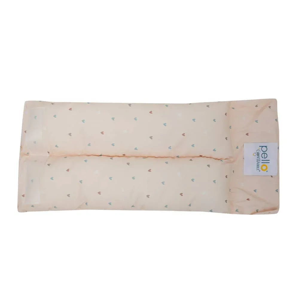 Peach color cotton nursing pillow for babies with small heart patterns and soft cushion