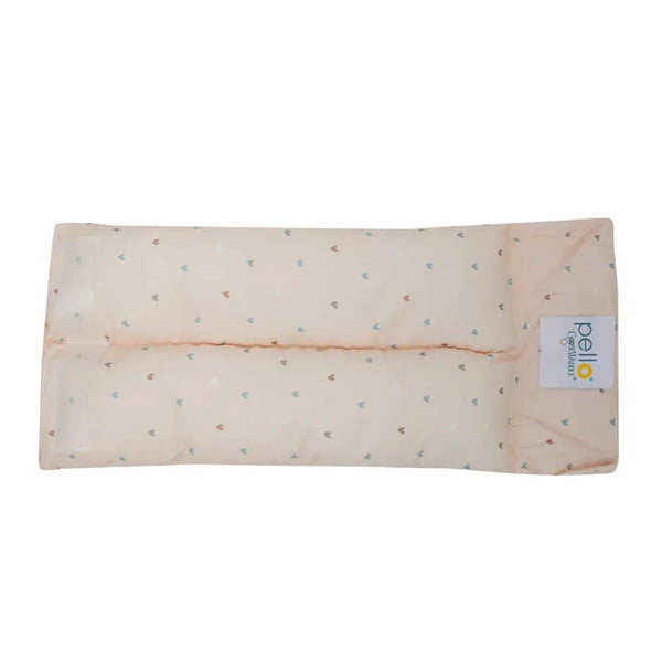 Peach color cotton nursing pillow for babies with small heart patterns and soft cushion