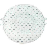 Goosewaddle white cotton toddler floor cushion with blue car pattern and side handles