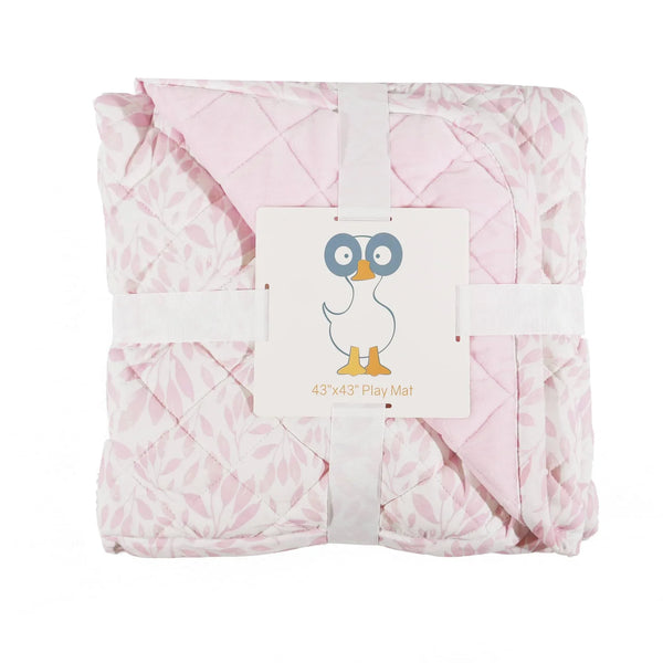Goosewaddle pink baby play mat quilted floor mat for infants 43 by 43 inches