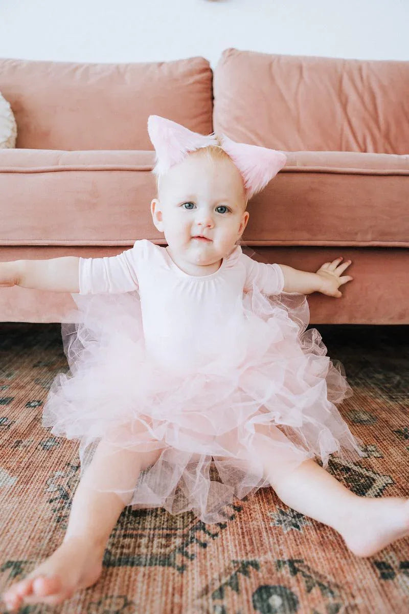 Pink ballet leotard for girls toddler tutu style 3 4 sleeve soft tulle skirt