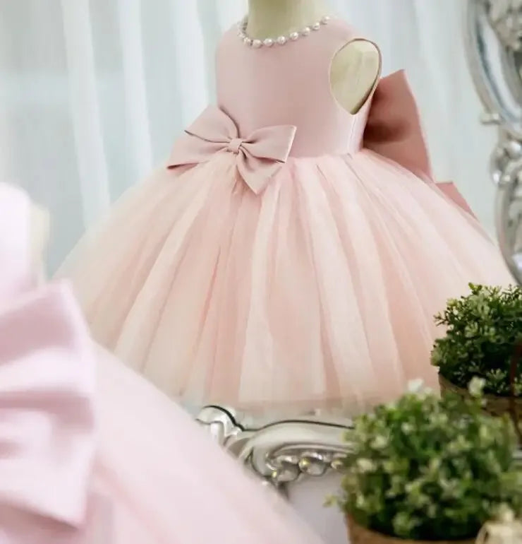 Elegant Pink Baptism Dress for Girls with Jacket—The Palm Beach Baby