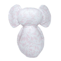 Goosewaddle pink elephant plush toy for infants with soft printed leaf pattern fabric