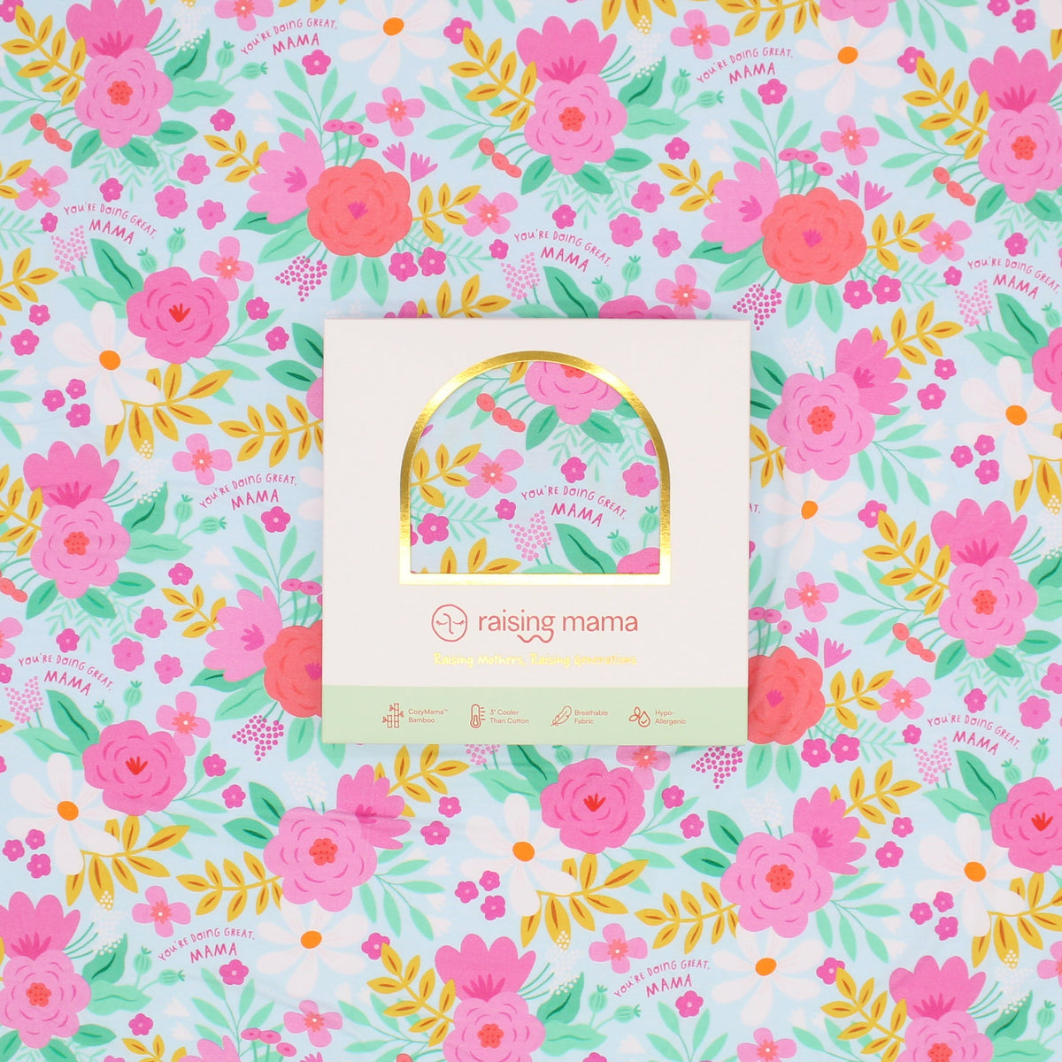 Close-up of the Baby Swaddle Wrap – Flower Power Soft Bamboo Blend showcasing the soft bamboo fabric that is gentle on baby’s skin.